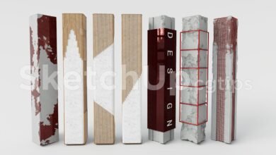 19389. Modern Architectural Concrete Column Design - Sketchup 3d Concept Model (1)